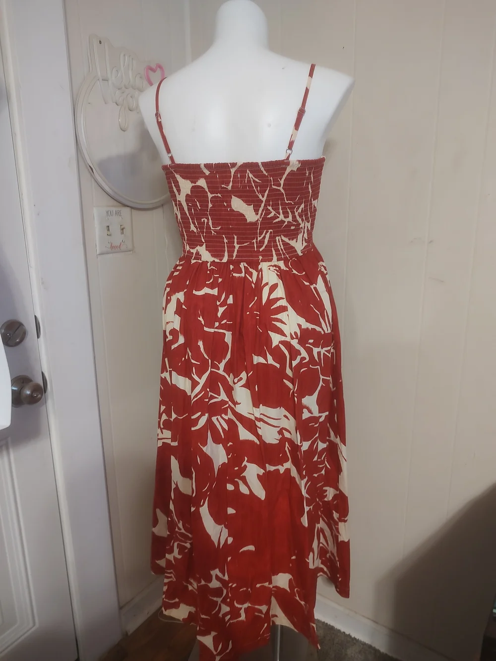 Spaghetti-Strap Rust & Cream Floral Maxi Dress - Picture 2 of 5